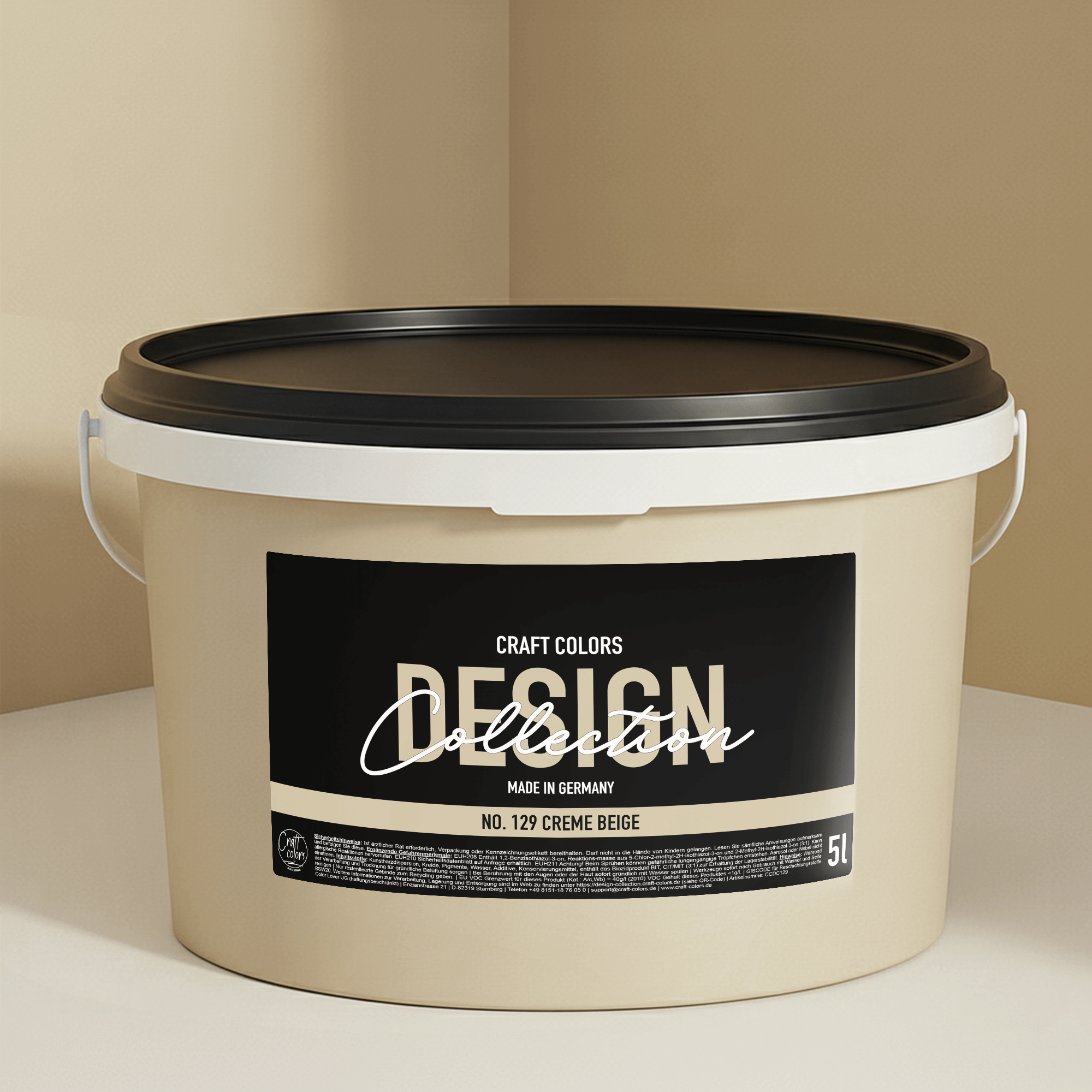 Peinture murale beige mat/crème n° 129 Design Collection 5L